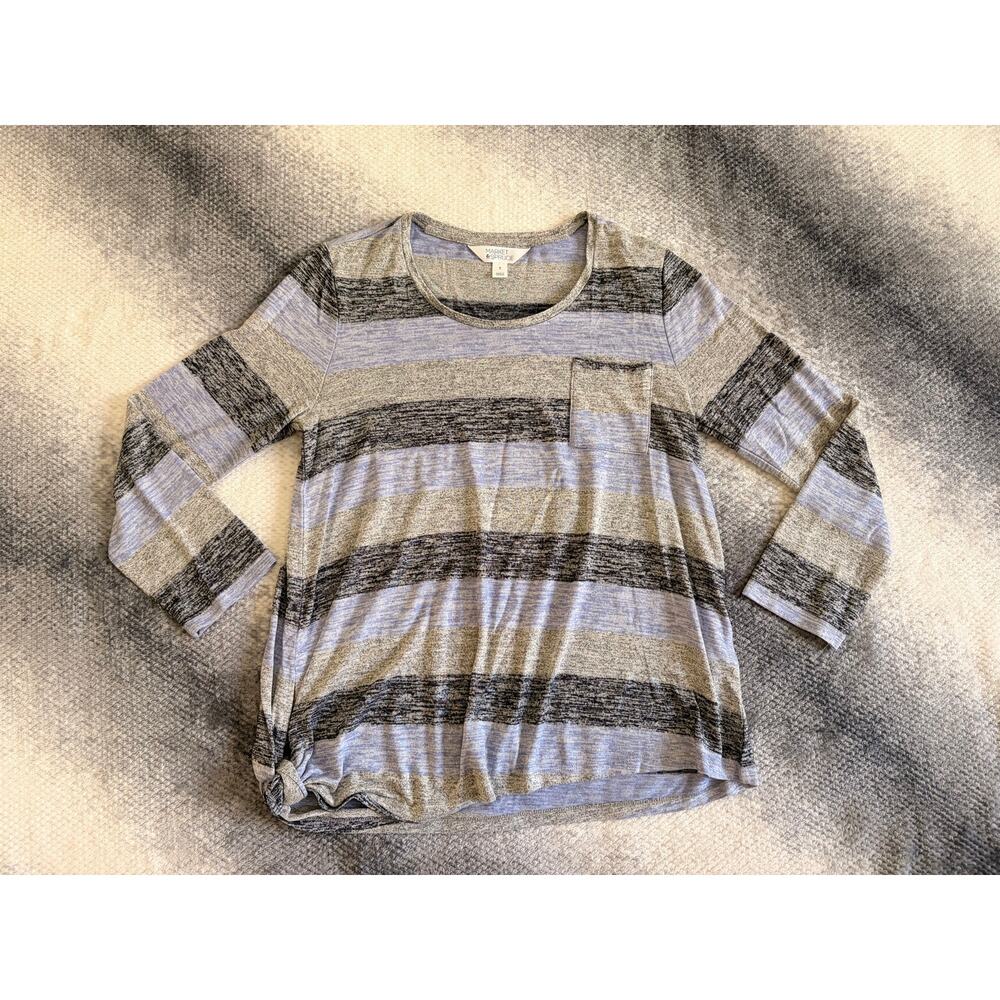 Market & Spruce Stripe Long Sleeve Top Side Knot Size Medium Coastal Normcore